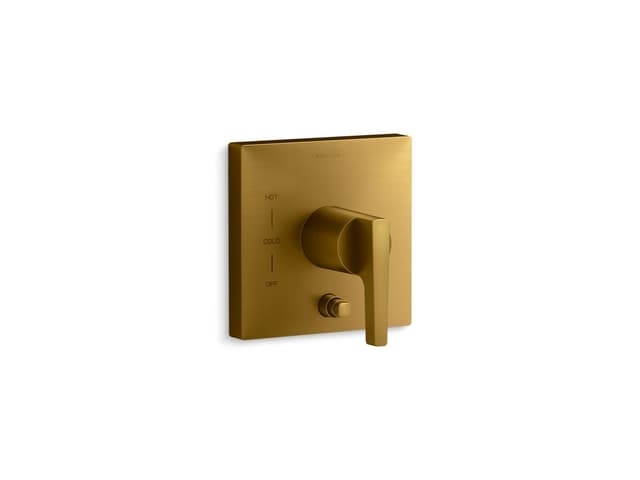 Kohler Honesty Rite-Temp valve trim with push-button diverter - Vibrant Brushed Moderne Brass