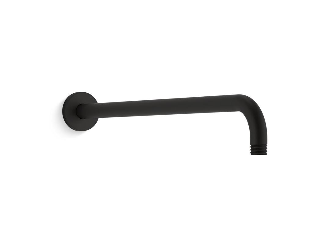 Kohler Statement 19'' wall-mount single-function rainhead arm and flange - Matte Black by Kohler