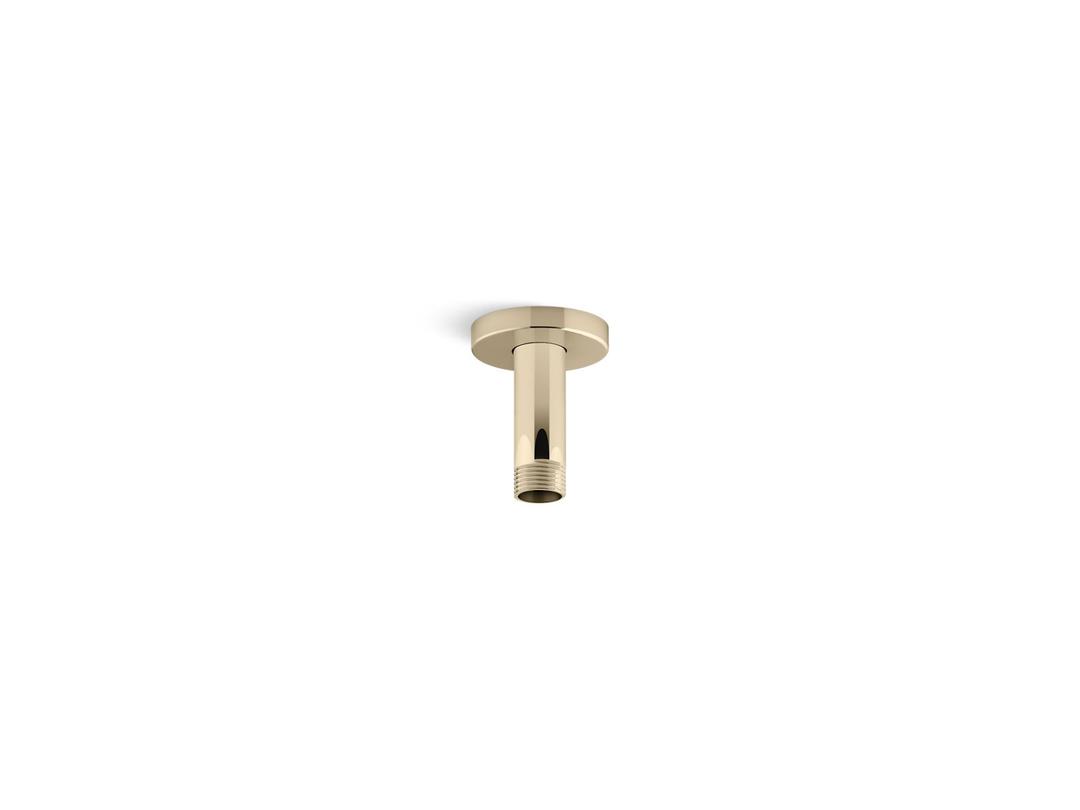 Kohler Statement 3'' ceiling-mount single-function rainhead arm and flange - Vibrant French Gold by Kohler