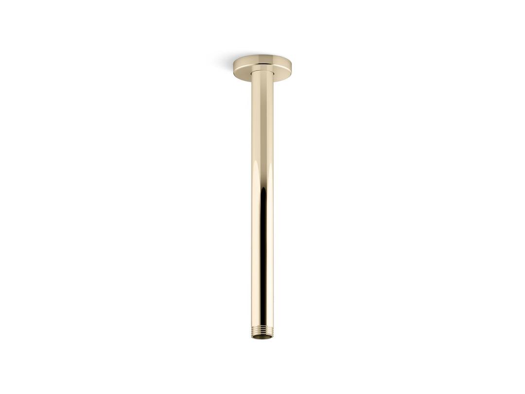 Kohler Statement 12'' ceiling-mount single-function rainhead arm and flange - Vibrant French Gold by Kohler