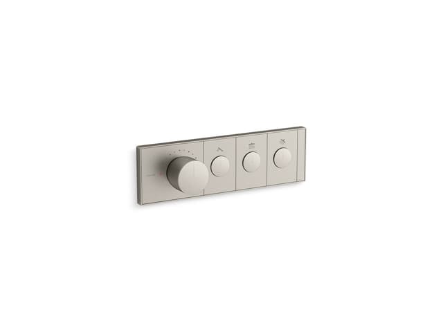 Kohler Anthem Three-outlet recessed mechanical thermostatic valve control - Vibrant Brushed Nickel