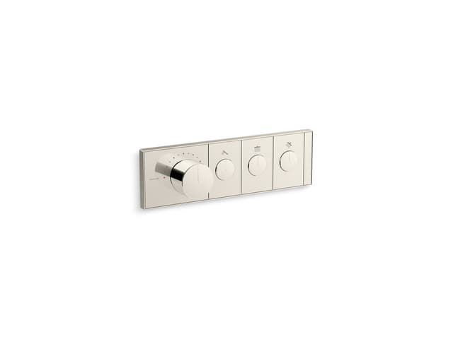 Kohler Anthem Three-outlet recessed mechanical thermostatic valve control - Vibrant Polished Nickel