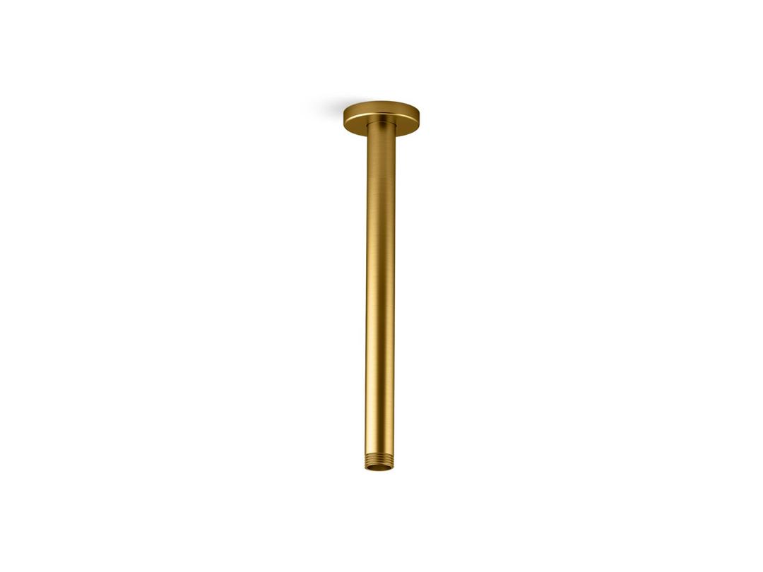 Kohler Statement 12'' ceiling-mount single-function rainhead arm and flange - Vibrant Brushed Moderne Brass by Kohler
