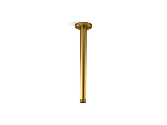 Kohler Statement 12'' ceiling-mount single-function rainhead arm and flange - Vibrant Brushed Moderne Brass