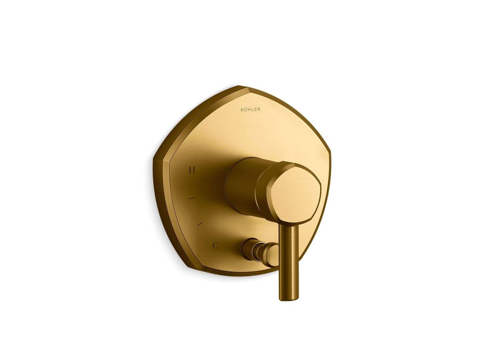 Kohler Occasion Rite-Temp valve trim with push-button diverter and lever handle - Vibrant Brushed Moderne Brass by Kohler