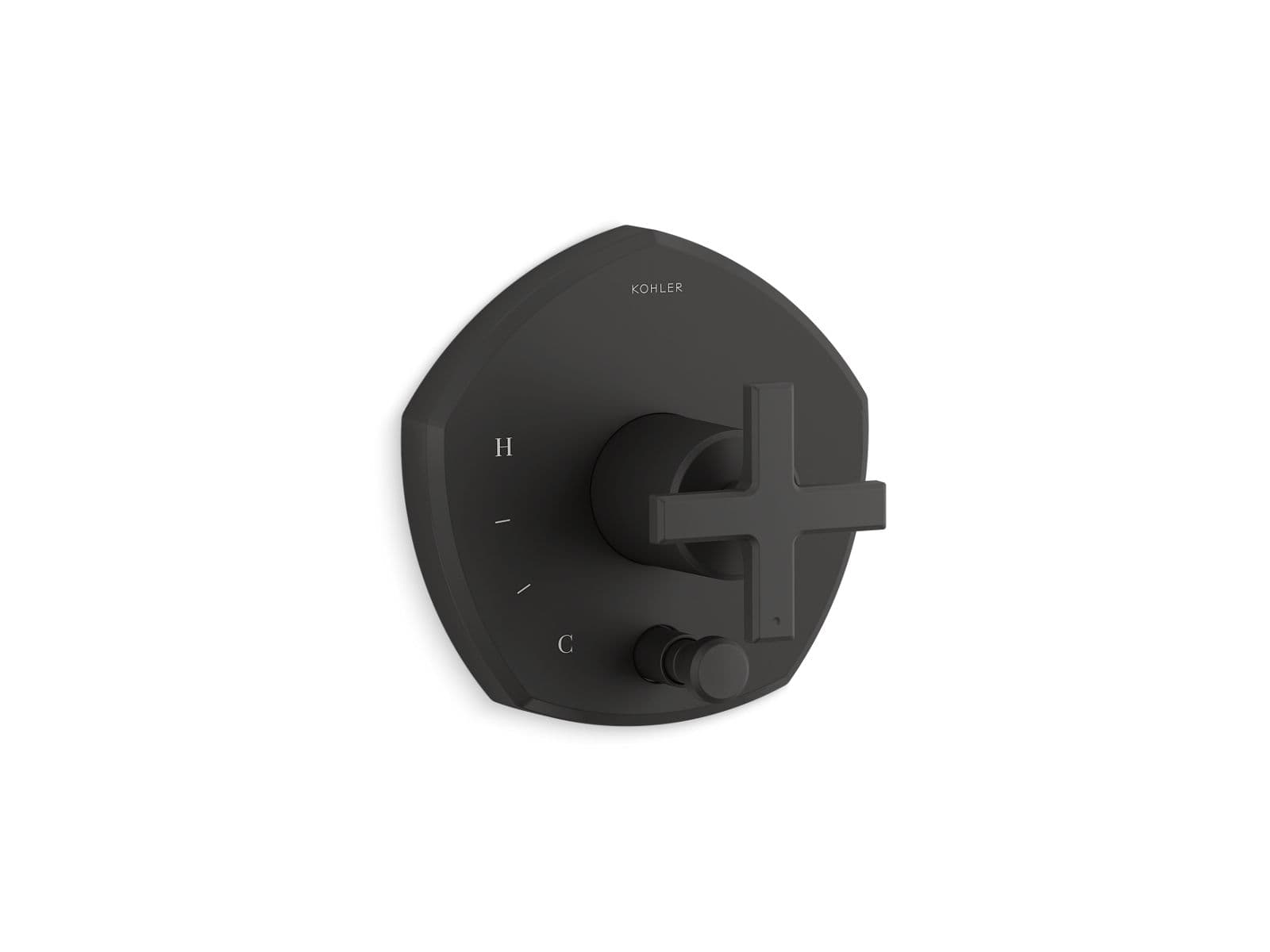 Kohler Occasion Rite-Temp valve trim with push-button diverter and cross handle - Matte Black by Kohler