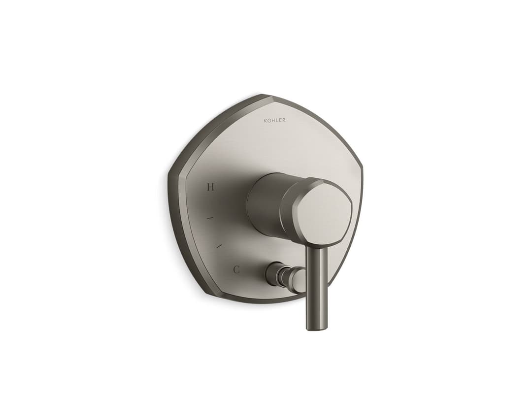 Kohler Occasion Rite-Temp valve trim with push-button diverter and lever handle - Vibrant Brushed Nickel by Kohler