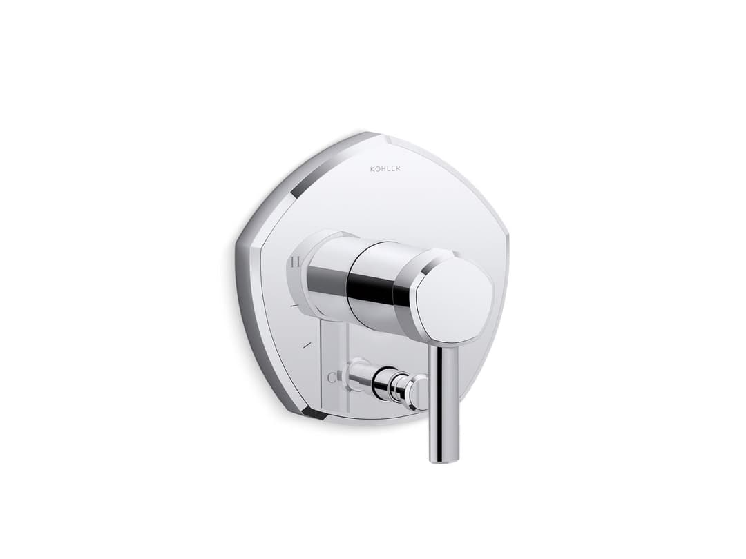 Kohler Occasion Rite-Temp valve trim with push-button diverter and lever handle - Polished Chrome by Kohler