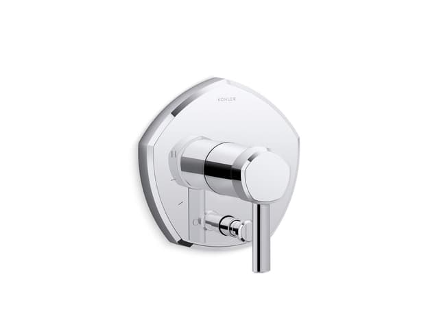 Kohler Occasion Rite-Temp valve trim with push-button diverter and lever handle - Polished Chrome