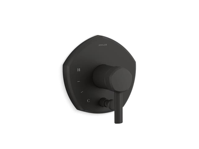 Kohler Occasion Rite-Temp valve trim with push-button diverter and lever handle - Matte Black