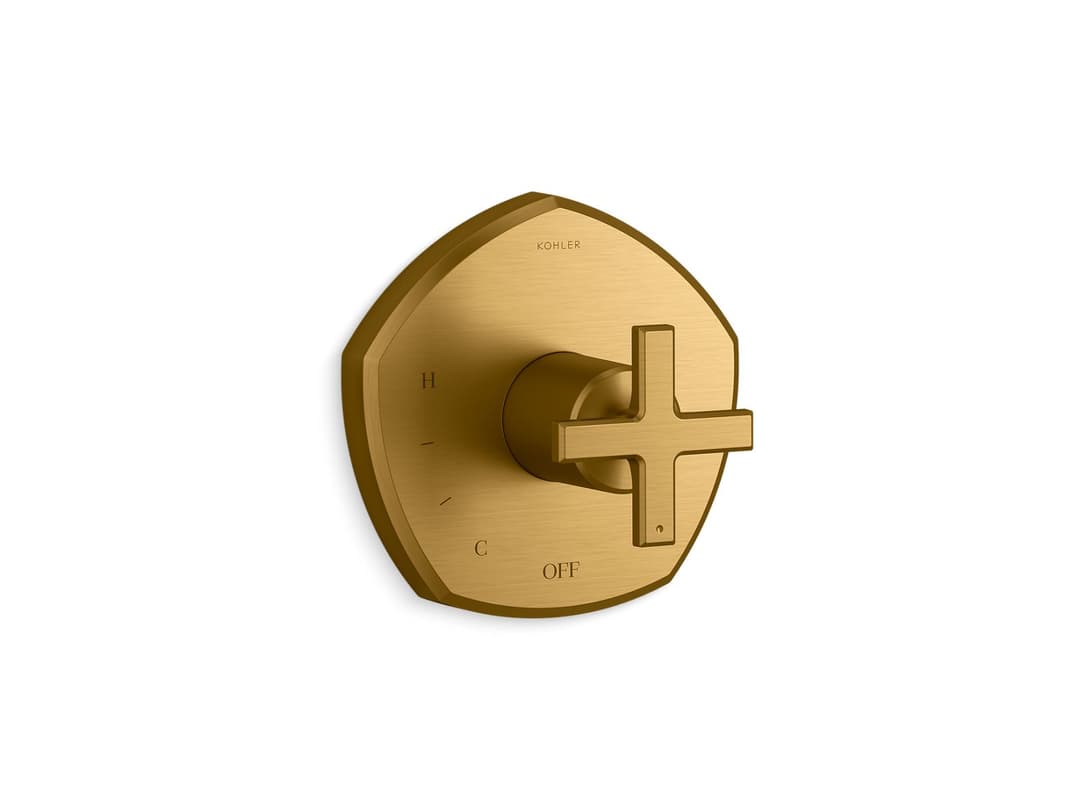 Kohler Occasion Rite-Temp valve trim with cross handle - Vibrant Brushed Moderne Brass by Kohler
