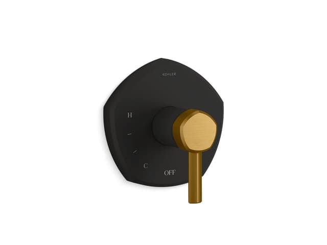 Kohler Occasion Rite-Temp valve trim with lever handle - Matte Black With Brushed Moderne Brass