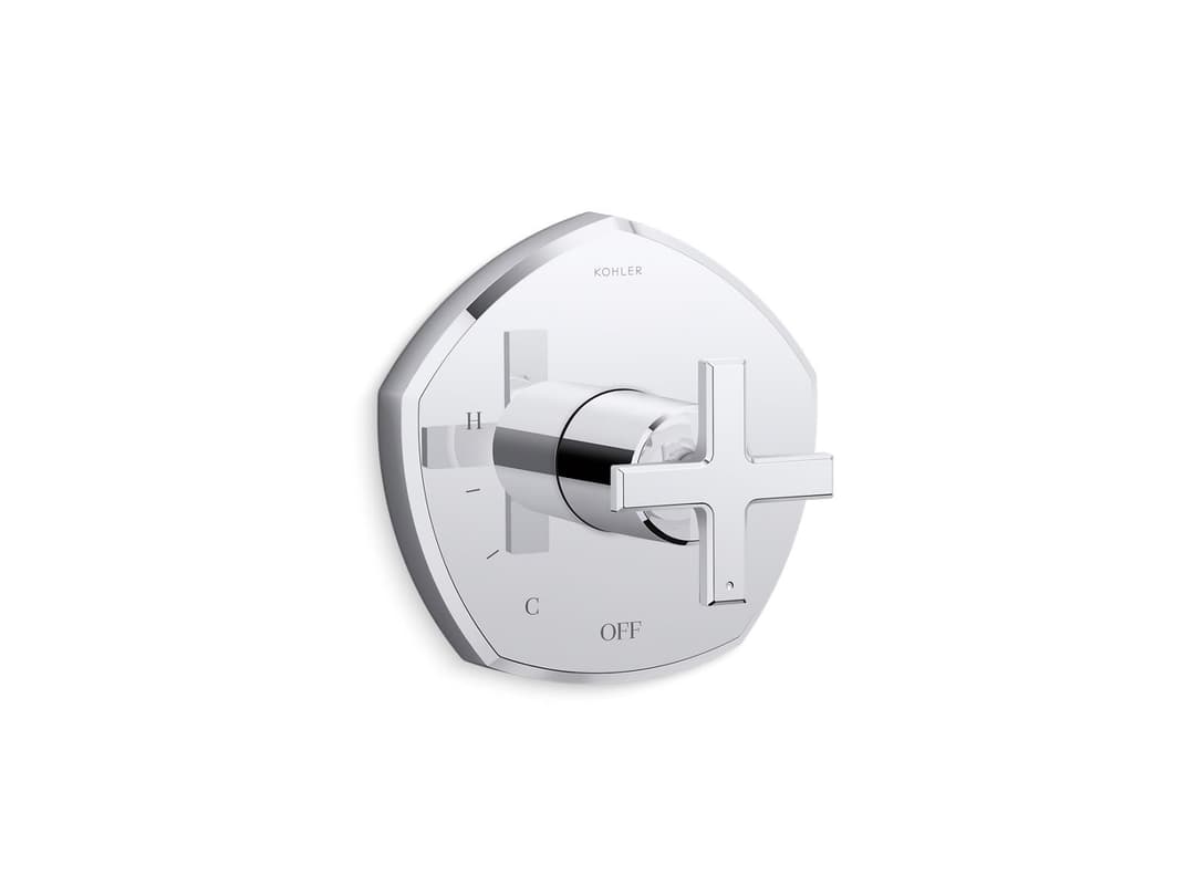Kohler Occasion Rite-Temp valve trim with cross handle - Polished Chrome by Kohler