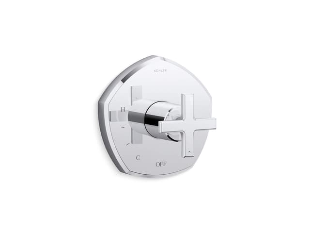 Kohler Occasion Rite-Temp valve trim with cross handle - Polished Chrome