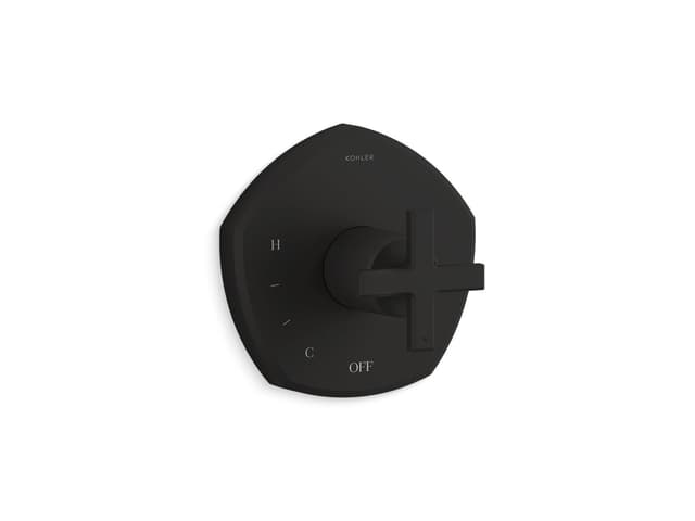 Kohler Occasion Rite-Temp valve trim with cross handle - Matte Black