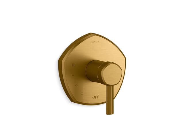 Kohler Occasion Rite-Temp valve trim with lever handle - Vibrant Brushed Moderne Brass