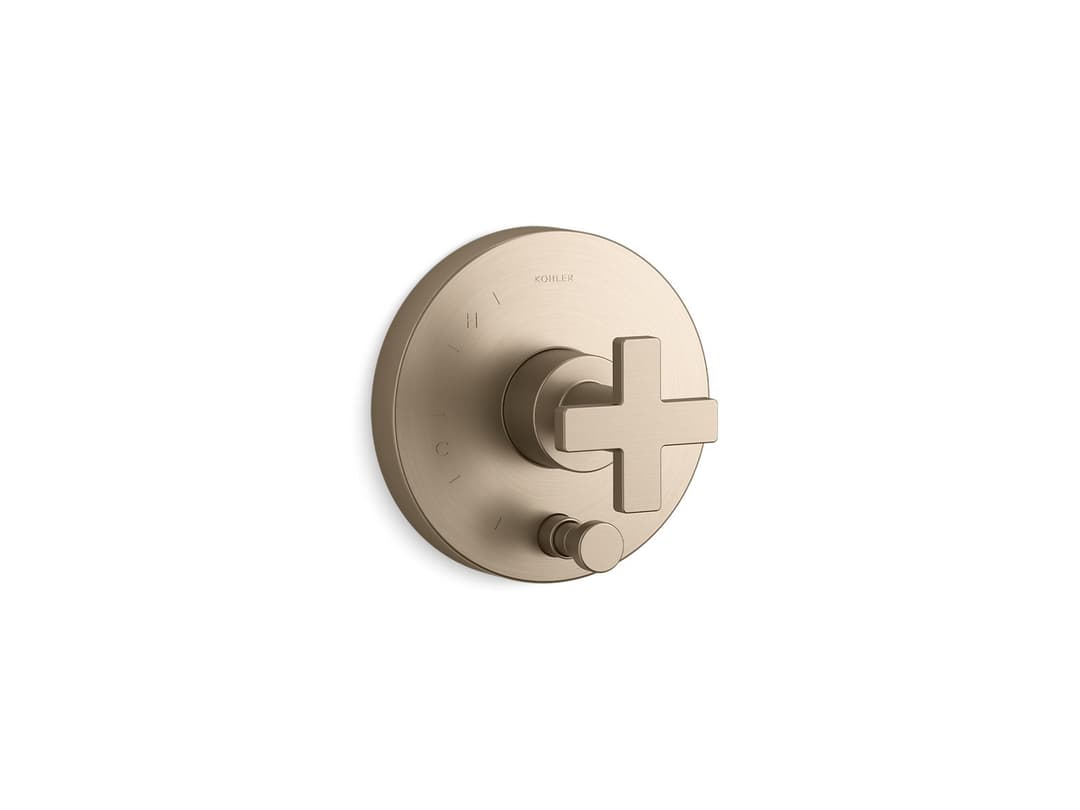 Kohler Composed Rite-Temp valve trim with push-button diverter and cross handle - Vibrant Brushed Bronze by Kohler