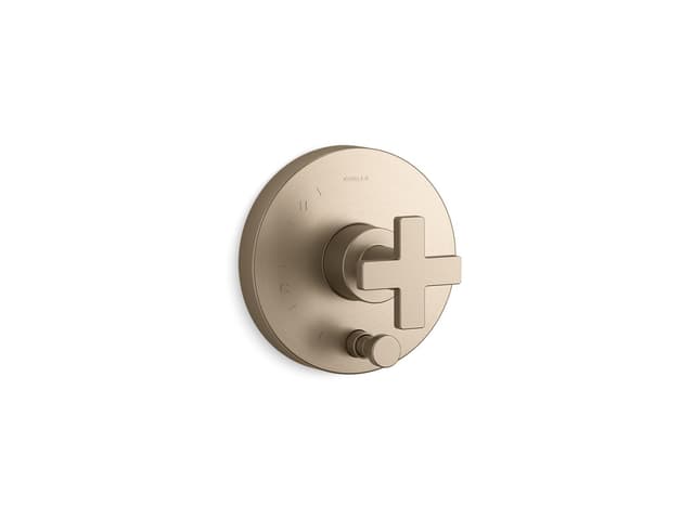 Kohler Composed Rite-Temp valve trim with push-button diverter and cross handle - Vibrant Brushed Bronze