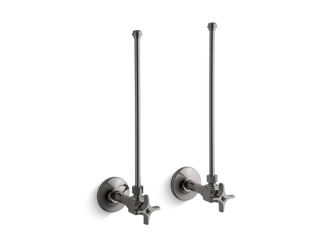 Kohler Pair 3/8'' NPT angle supplies with stop, cross handle and annealed vertical tube - Vibrant Titanium by Kohler