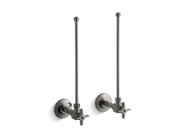 Kohler Pair 3/8'' NPT angle supplies with stop, cross handle and annealed vertical tube - Vibrant Titanium