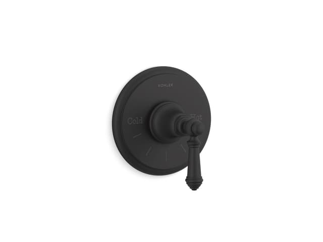 Kohler Artifacts MasterShower temperature control valve trim with lever handle - Matte Black