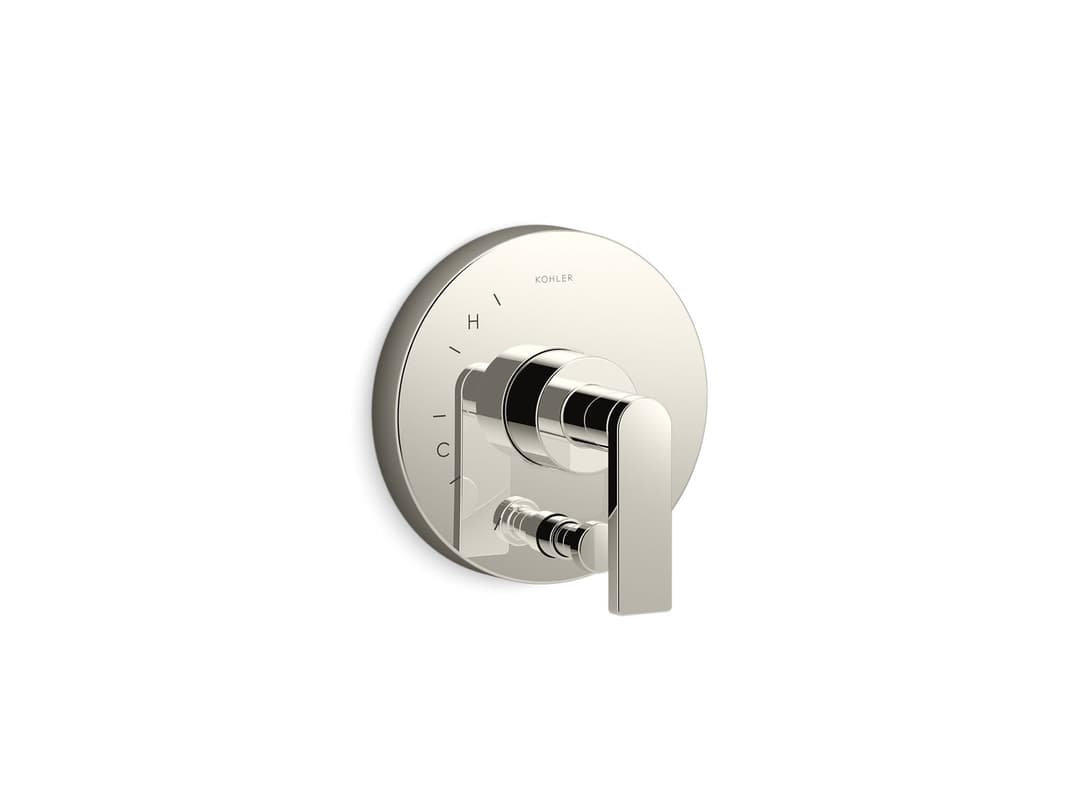 Kohler Composed Rite-Temp valve trim with push-button diverter and lever handle - Vibrant Polished Nickel by Kohler