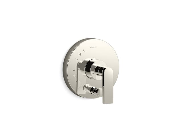 Kohler Composed Rite-Temp valve trim with push-button diverter and lever handle - Vibrant Polished Nickel