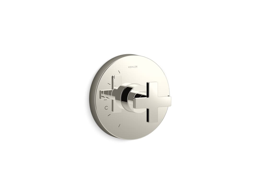 Kohler Composed Rite-Temp valve trim with cross handle - Vibrant Polished Nickel by Kohler