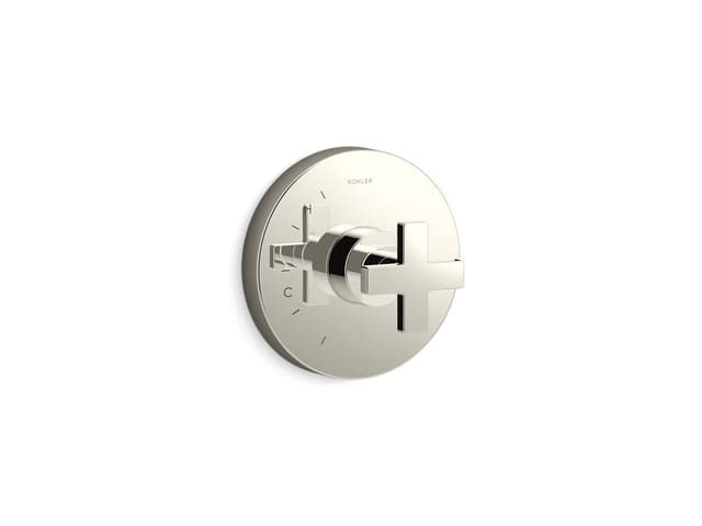 Kohler Composed Rite-Temp valve trim with cross handle - Vibrant Polished Nickel