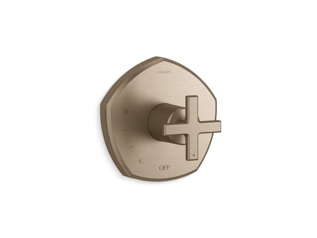 Kohler Occasion Rite-Temp valve trim with cross handle - Vibrant Brushed Bronze