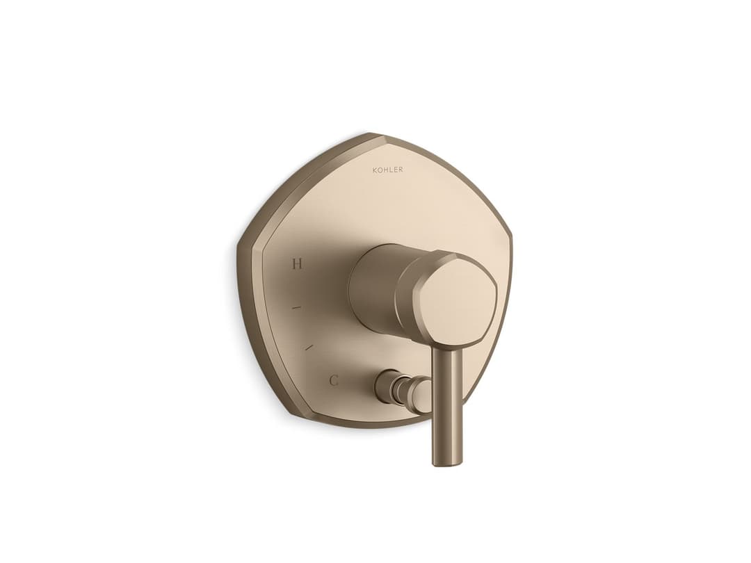 Kohler Occasion Rite-Temp valve trim with push-button diverter and lever handle - Vibrant Brushed Bronze by Kohler