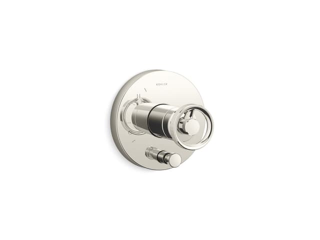 Kohler Components Rite-Temp valve trim with Industrial handle and diverter - Vibrant Polished Nickel