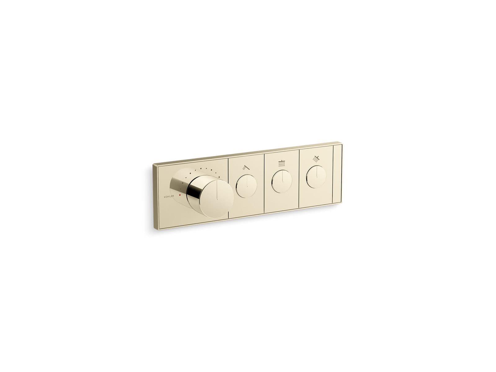 Kohler Anthem Three-outlet recessed mechanical thermostatic valve control - Vibrant French Gold by Kohler