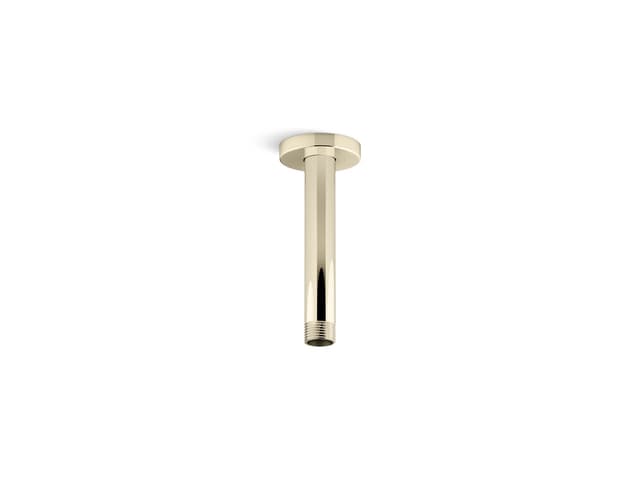 Kohler Statement 6'' ceiling-mount single-function rainhead arm and flange - Vibrant French Gold