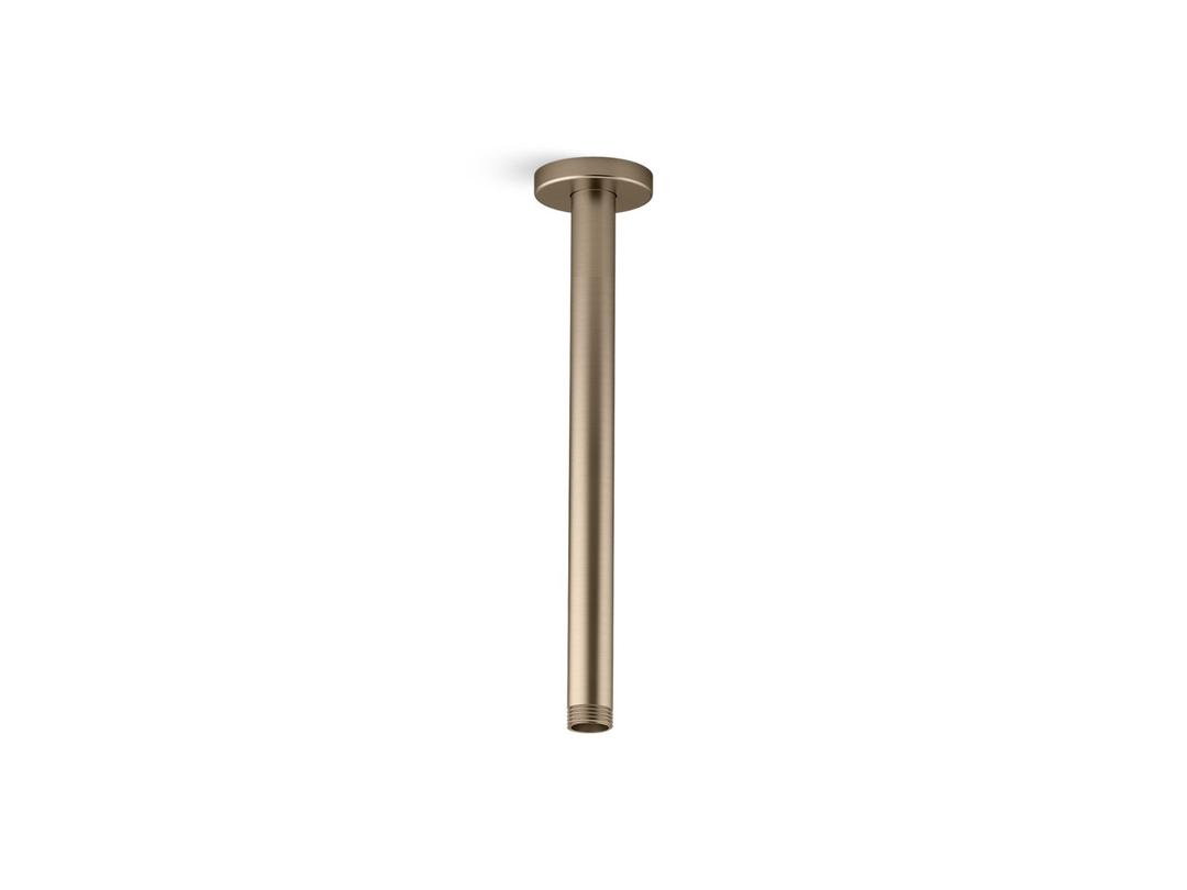 Kohler Statement 12'' ceiling-mount single-function rainhead arm and flange - Vibrant Brushed Bronze by Kohler
