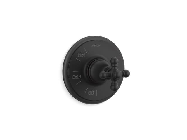 Kohler Artifacts Rite-Temp valve trim with cross handle - Matte Black