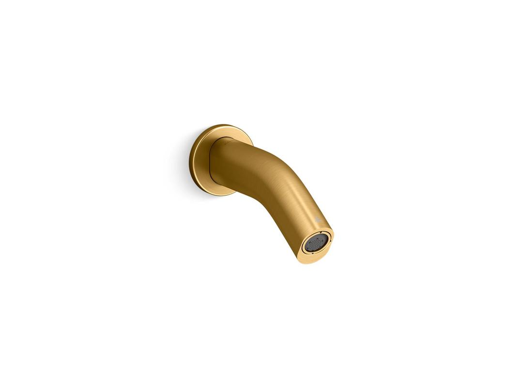 Kohler ObloE Wall-mount touchless faucet with Kinesis sensor technology, AC-powered - Vibrant Brushed Moderne Brass by Kohler