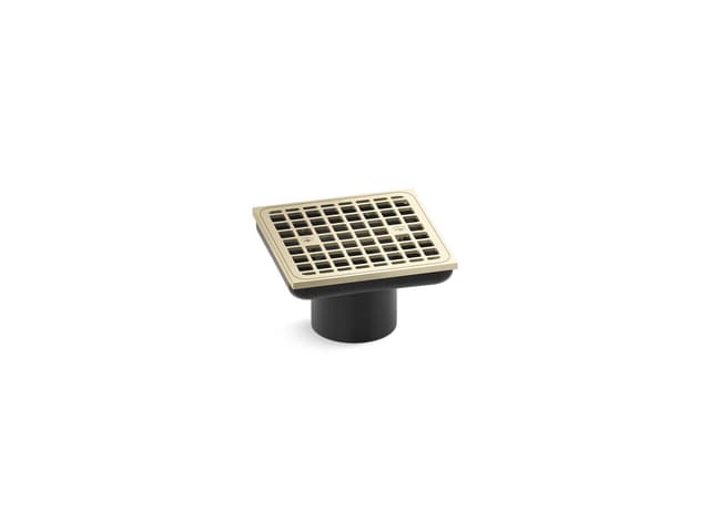 Kohler Clearflo Square brass tile-in shower drain (drain body not included) - Vibrant French Gold