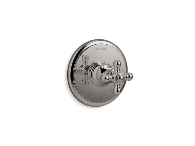 Kohler Artifacts MasterShower temperature control valve trim with cross handle - Vibrant Titanium