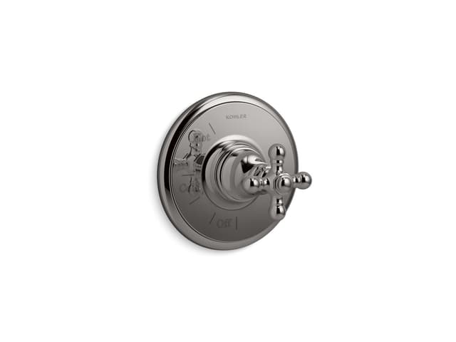 Kohler Artifacts Rite-Temp valve trim with cross handle - Vibrant Titanium