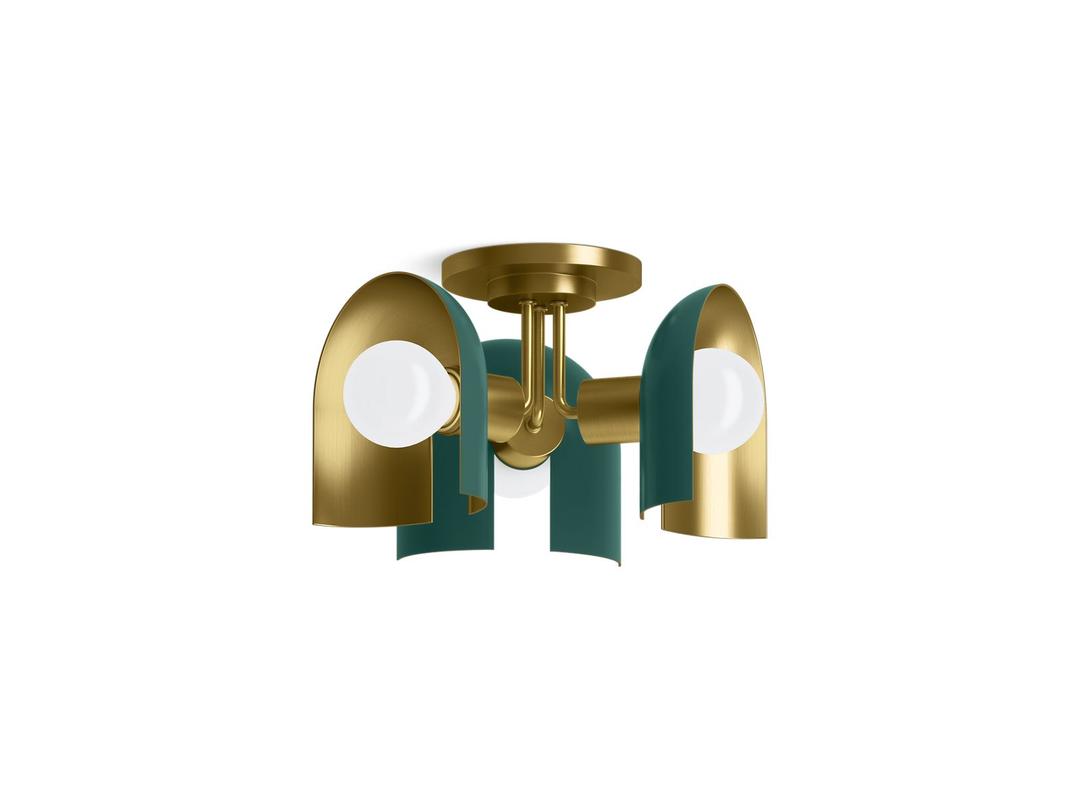 Kohler | Jabot | Flush Mount Light - Jade W Brushed Moderne Brass Accents by Kohler