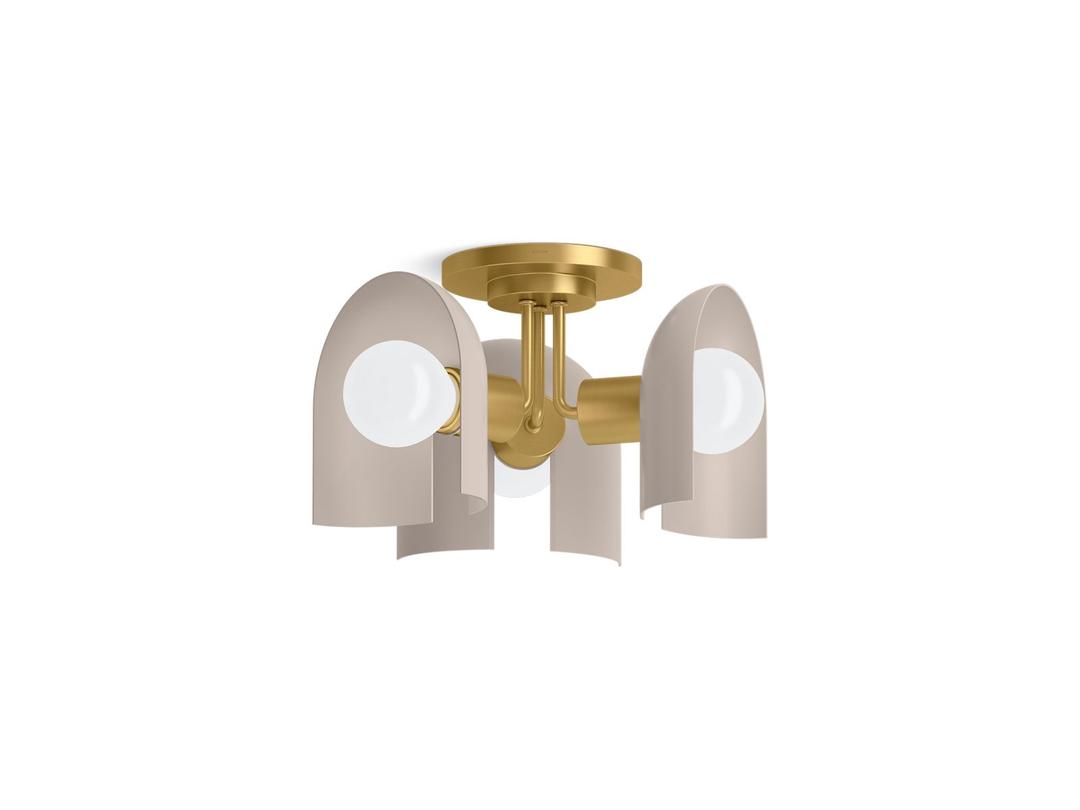 Kohler | Jabot | Flush Mount Light - Biscuit Satin With Brushed Moderne Brass by Kohler