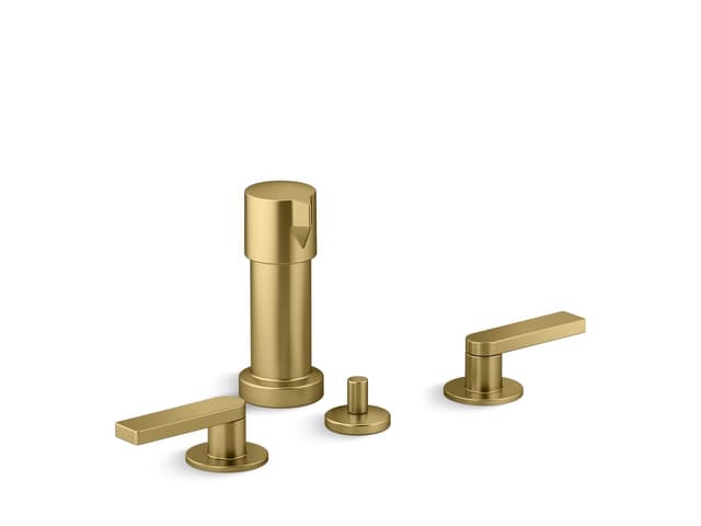 Kohler Composed Widespread bidet faucet with lever handles - Vibrant Brushed Moderne Brass