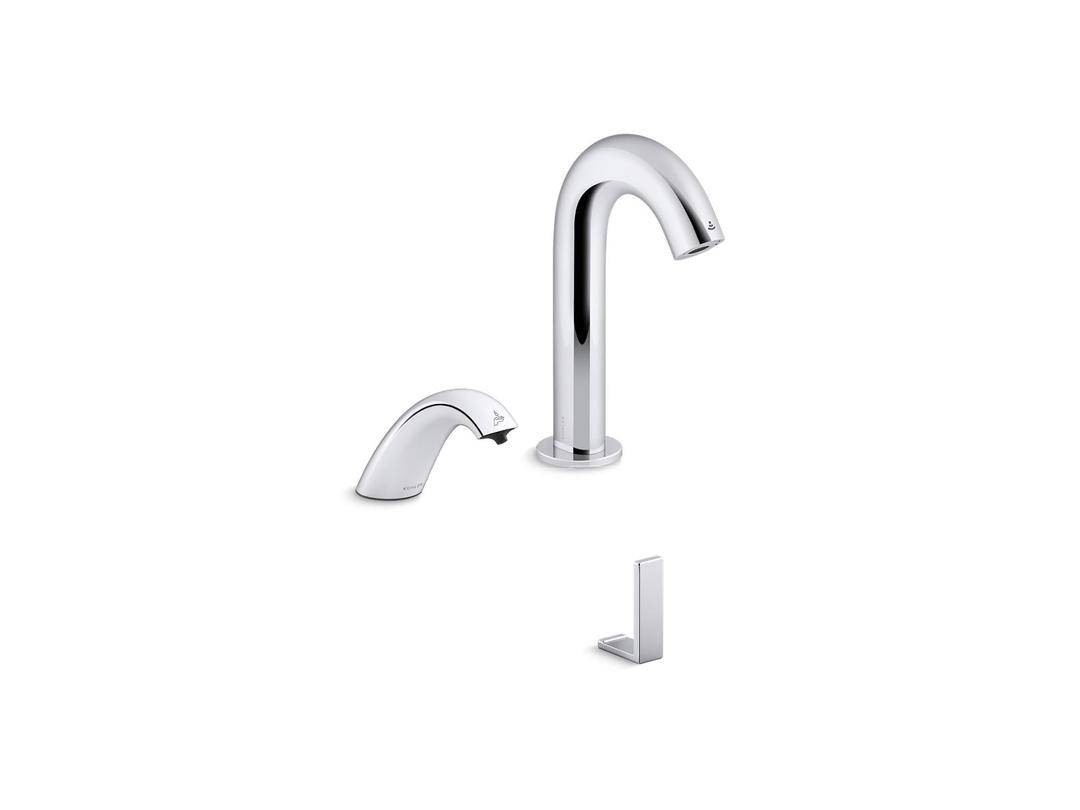 Kohler ObloE Curve Touchless lavatory faucet and soap dispenser with Kinesis sensor technology, AC-powered, 0.5 gpm - Polished Chrome by Kohler
