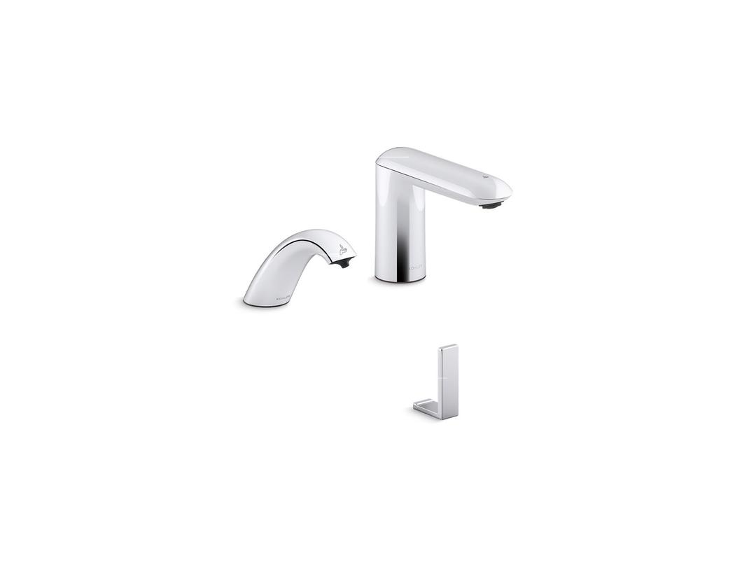 Kohler Kumin Curve Touchless lavatory faucet and soap dispenser with Kinesis sensor technology, AC-powered, 0.5 gpm - Polished Chrome by Kohler