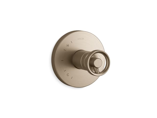 Kohler Components Rite-Temp valve trim with Industrial handle - Vibrant Brushed Bronze
