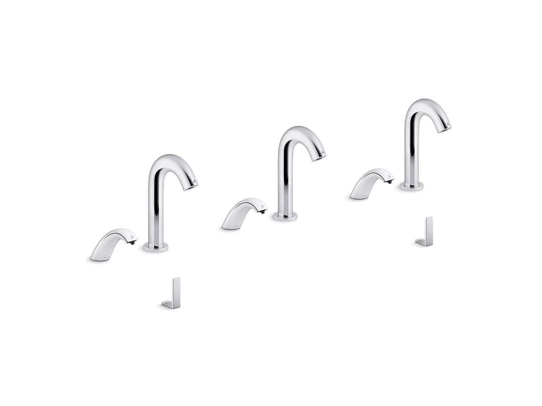 Kohler ObloE Curve Touchless lavatory faucets and soap dispensers with Kinesis sensor technology, AC-powered, 0.5 gpm - Polished Chrome by Kohler