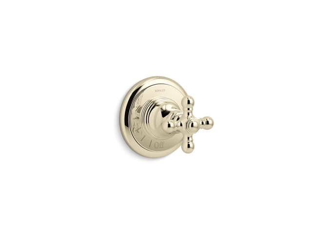 Kohler Artifacts MasterShower volume control valve trim with cross handle - Vibrant French Gold