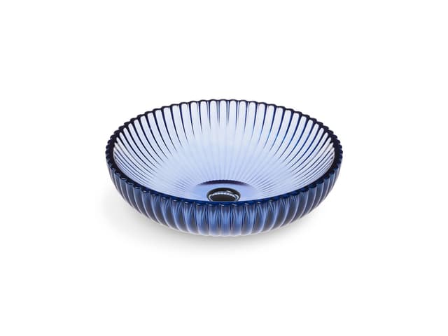 Kohler Salute 15'' round vessel bathroom sink, no overflow - Translucent Sapphire