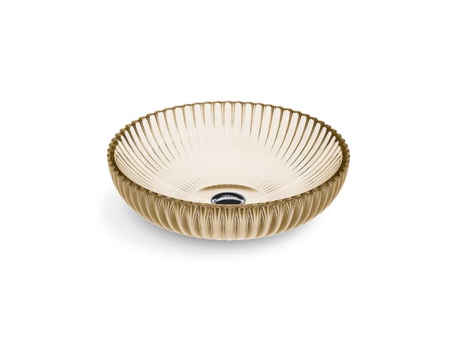 Kohler Salute 15'' round vessel bathroom sink, no overflow - Translucent Sandalwood